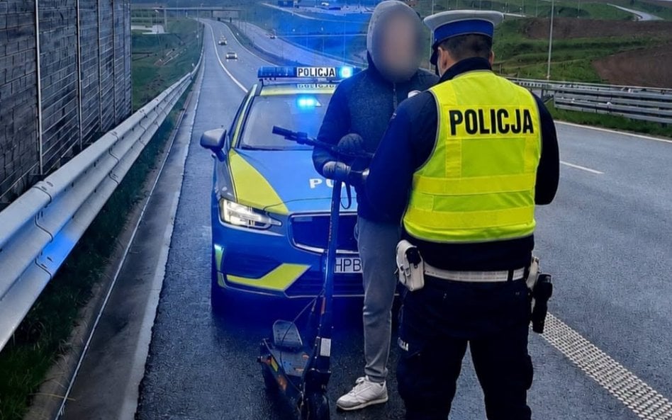 21-latek jechał hulajnogą elektryczną po drodze ekspresowej S3
