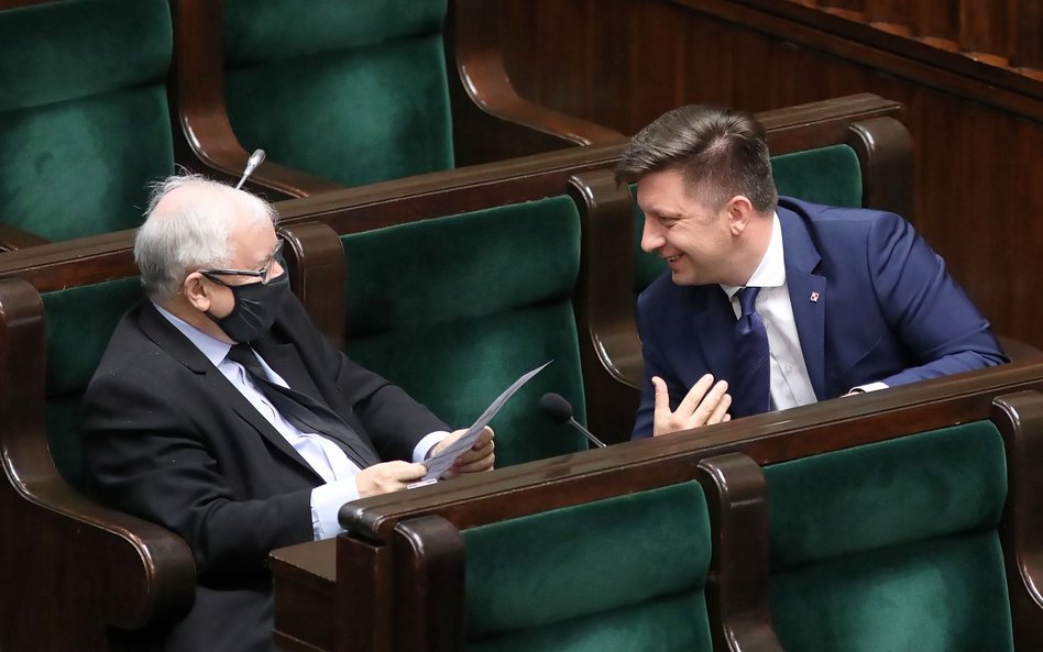 Prezes PiS Jarosław Kaczyński i minister Michał Dworczyk