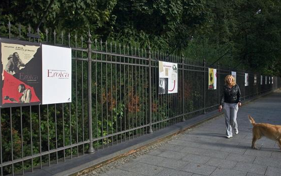 Kina czar na parkanie Łazienek
