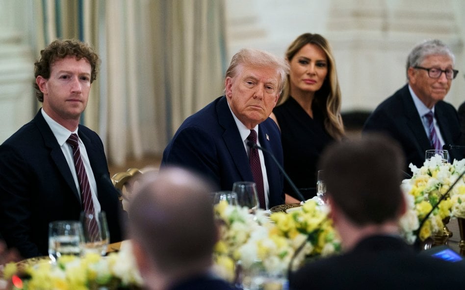 Prezydent Donald Trump na kolacji z szefami firm technologicznych w Białym Domu