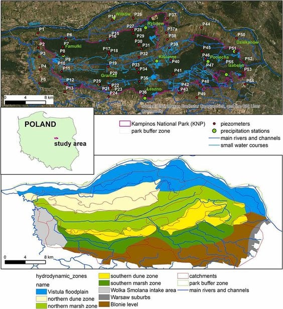Strefowanie hydrogeologiczne i hydrodynamiczne Kampinoskiego Parku Narodowego (KPN) i jego strefy ot