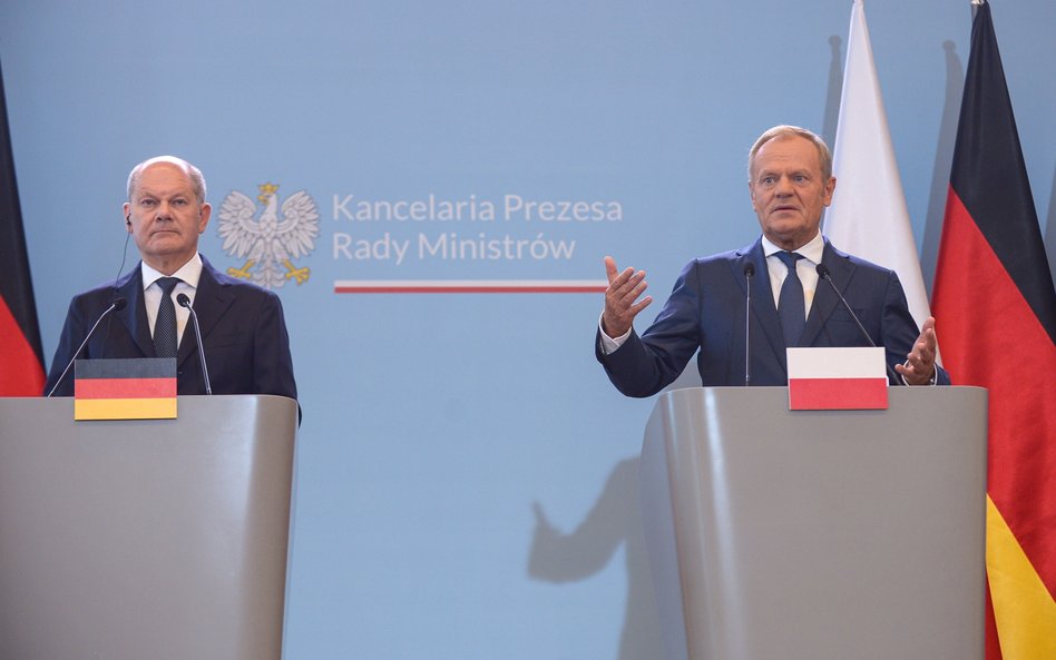 Premier Donad Tusk oraz kanclerz Niemiec Olaf Scholz