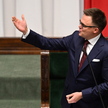 Marszałek Sejmu Szymon Hołownia rozpoczął swoje przemówienie od podziękowania 21 milionom Polaków, t