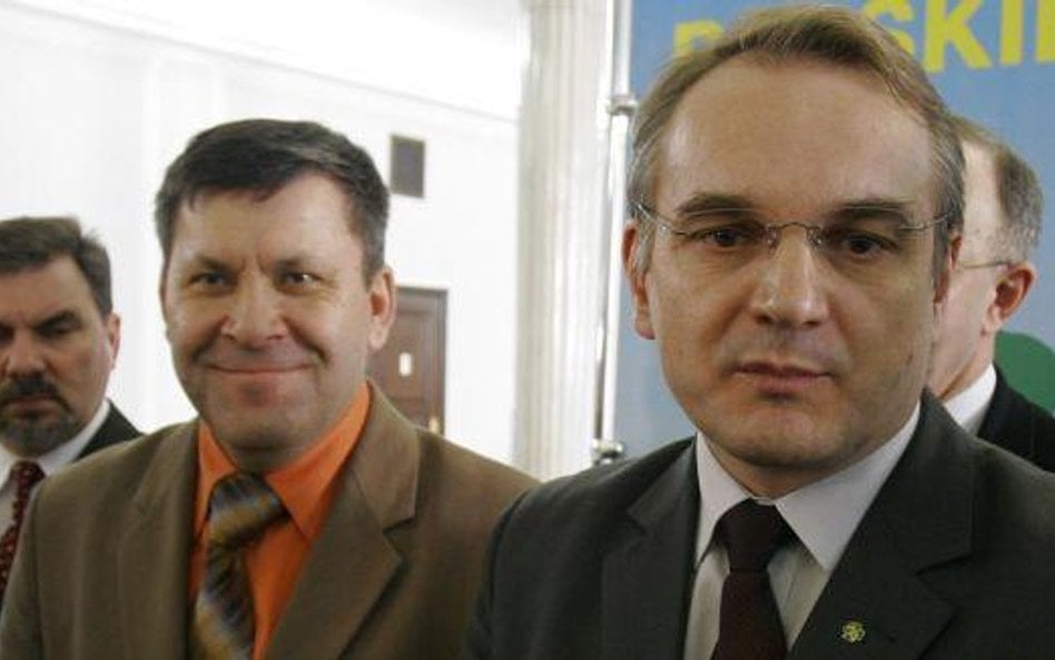 Janusz Piechociński, Waldemar Pawlak i Zbigniew Włodkowski (pierwszy z lewej). Zdjęcie z 2006 r.