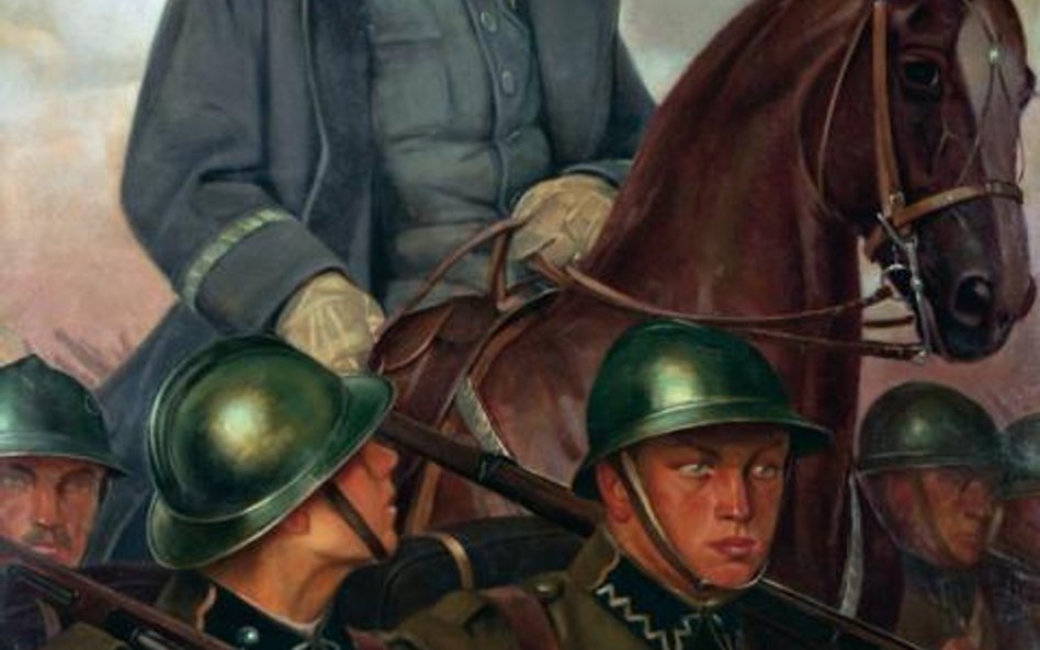 Komendant wśród piechurów, olej na płótnie pędzla Józefa Świrysz-Ryszkiewicza (1888 – 1942) Muzeum W
