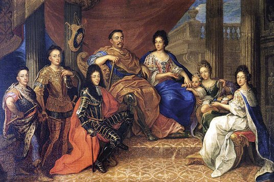 Henri Gascar, „Jan III Sobieski w otoczeniu rodziny”, portret zbiorowy z ok. 1693 r. Królowi towarzy