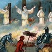 Obraz przedstawiający spalenie wielkiego mistrza Templariuszy na stosie