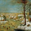 Pieter Brueghel Mł, Pejzaż zimowy z łyżwami i pułapką na ptaki, pocz. XVII w.