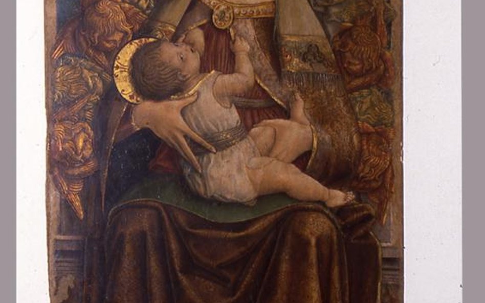 Carlo Crivelli, Matka Boska tronująca i karmiąca, 1472, tempera na desce, Pinacoteca Parocchiale w C