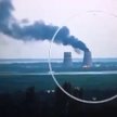 Kadr z nagrania ukazującego pożar na terenie Zaporoskiej Elektrowni Jądrowej w Enerhodarze