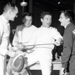 Szermiercze mistrzostwa Polski w Szczecinie, 1962. Na zdjęciu: od lewej Jerzy Pawłowski, Ryszard Par