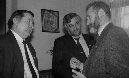 Sejm, 1990 rok: Lech Wałęsa, Krzysztof Pusz, Bronisław Geremek