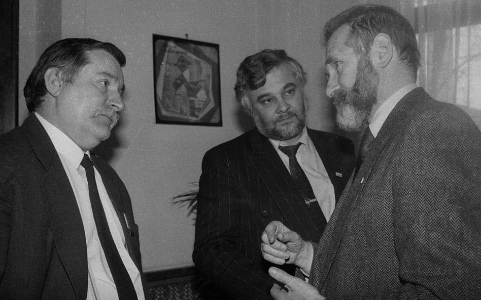 Sejm, 1990 rok: Lech Wałęsa, Krzysztof Pusz, Bronisław Geremek