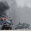 Rosyjski wóz bojowy płonący w Charkowie