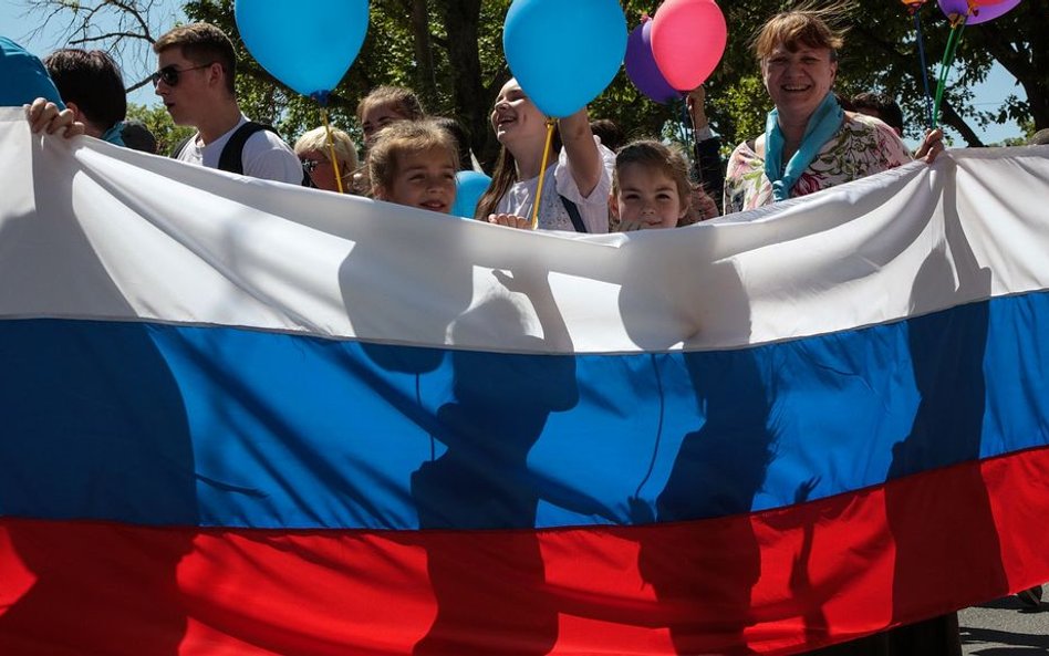 Demonstracja w Symferopolu na Krymie