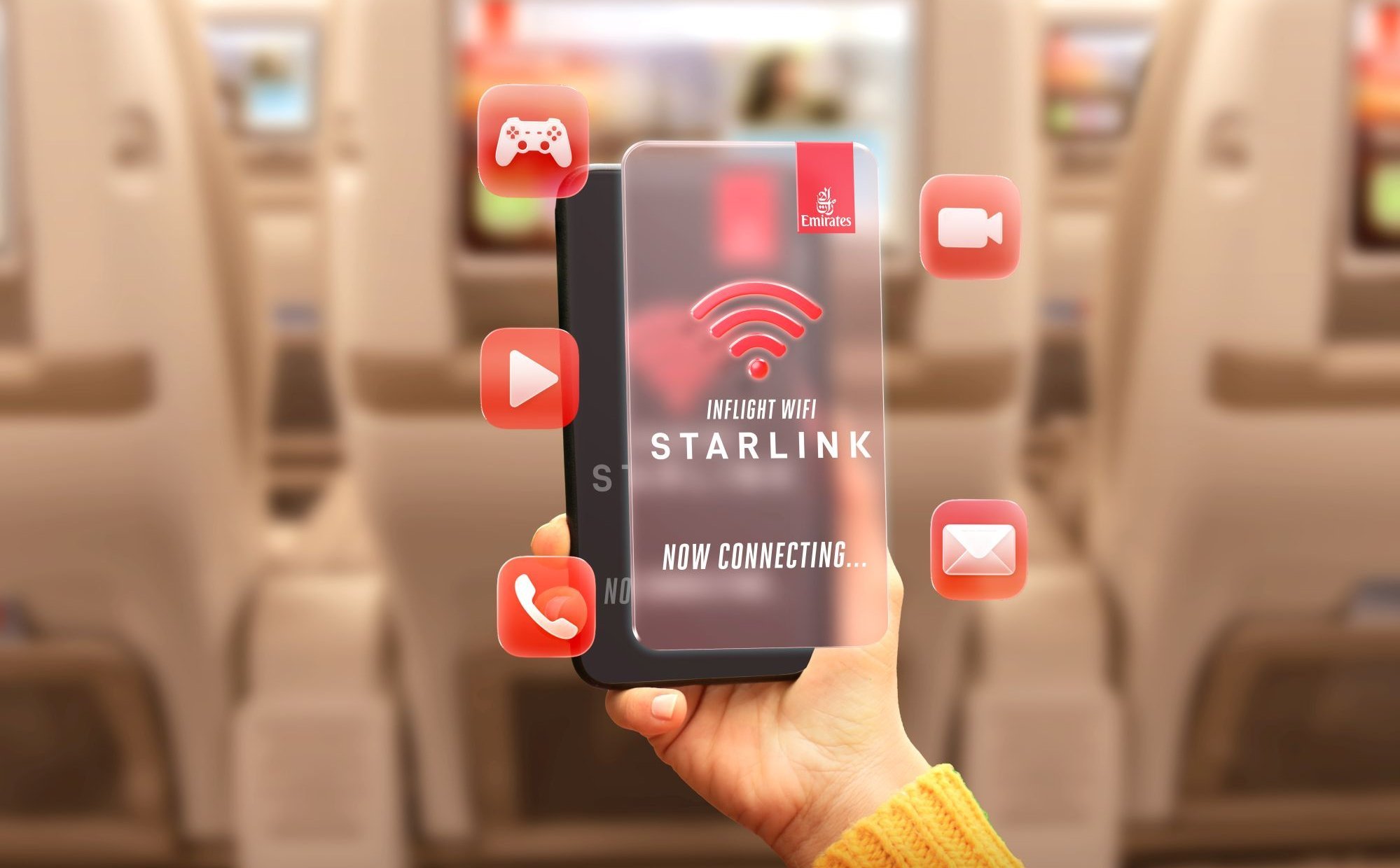 Emirates wyposażą swoją flotę w Starlinki. Internet podczas lotu będzie za darmo