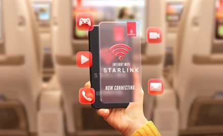 Emirates wyposażą swoją flotę w Starlinki. Internet podczas lotu będzie za darmo