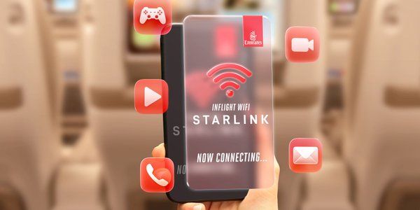 Emirates wyposażą swoją flotę w Starlinki. Internet podczas lotu będzie za darmo