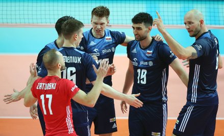 Radość zawodników Polski podczas meczu grupy C mistrzostw świata siatkarzy z reprezentacją USA