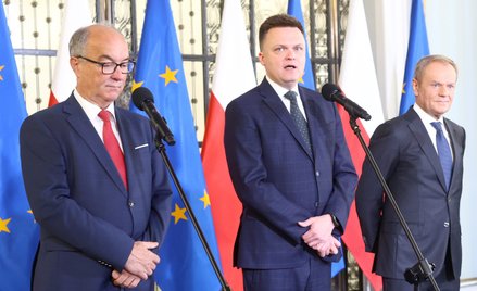 Włodzimierz Czarzasty, Szymon Hołownia i Donald Tusk deklarują zgodną współpracę koalicji