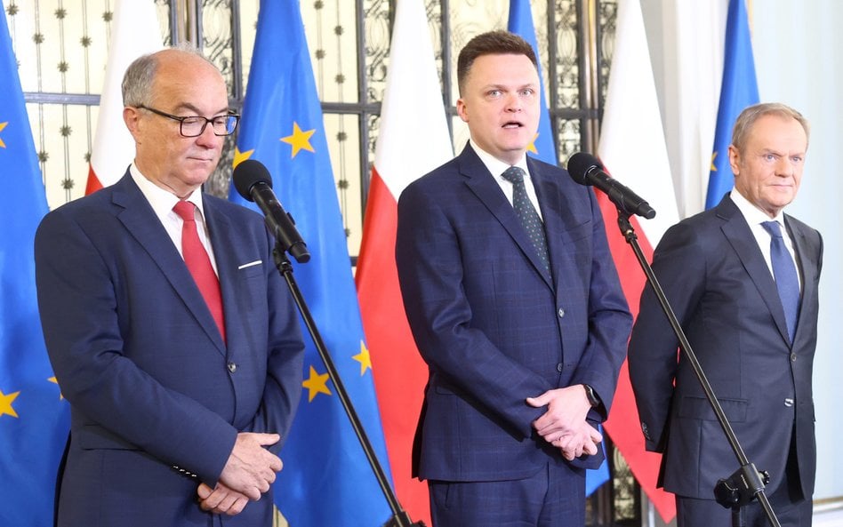 Włodzimierz Czarzasty, Szymon Hołownia i Donald Tusk deklarują zgodną współpracę koalicji