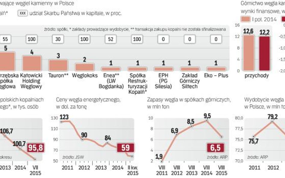 Zdecydowana większość kopalń węgla kamiennego znajduje się w państwowych rękach