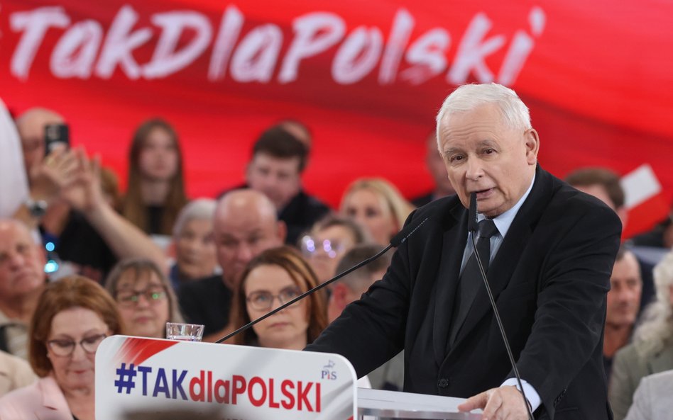 Kampania wyborcza do Parlamentu Europejskiego. Prezes Prawa i Sprawiedliwości Jarosław Kaczyński pod