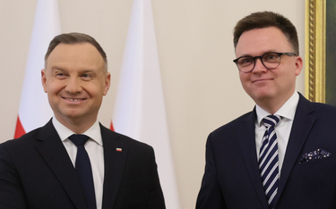 Prezydent Andrzej Duda i marszałek Sejmu Szymon Hołownia spotkali się w Pałacu Prezydenckim