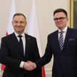 Prezydent Andrzej Duda i marszałek Sejmu Szymon Hołownia spotkali się w Pałacu Prezydenckim