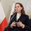 Podsekretarz stanu Maria Ejchart-Dubois podczas briefingu prasowego i prezentacji kierownictwa Minis