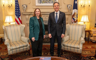 Ambasadorka USA w Rosji Lynne Tracy i sekretarz stanu Antony Blinken