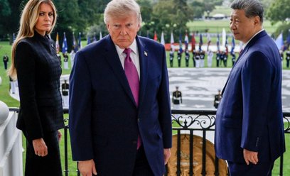 Melania Trump, Donald Trump i Xi Jinping po spotkaniu w Białym Domu