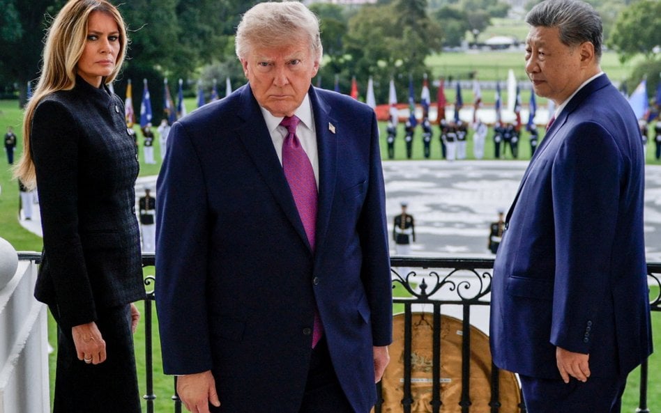 Melania Trump, Donald Trump i Xi Jinping po spotkaniu w Białym Domu