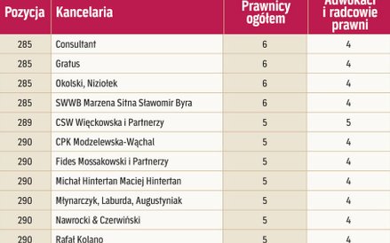 Kancelarie według liczby prawników