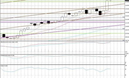 Wykres dzienny EUR/JPY Kluczowe opory: 118,26; 118,57; 119,00; 119,60 Kluczowe wsparcia: 117,65; 115
