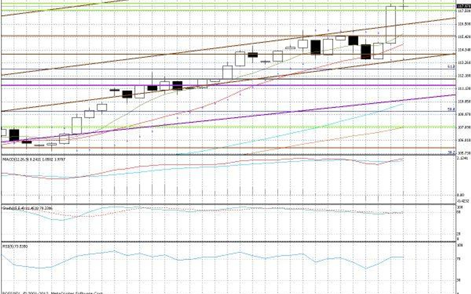 Wykres dzienny EUR/JPY Kluczowe opory: 118,26; 118,57; 119,00; 119,60 Kluczowe wsparcia: 117,65; 115