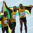 Zwycięscy biegu sztafetowego 4x100 m - Nesta Carter, Kemar Bailey-Cole, Nickel Ashmeade, Usain Bolt