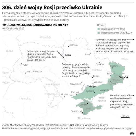 Tak wyglądała sytuacja na Ukrainie w 806 dniu wojny