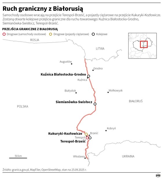Przejścia na granicy między Polską a Białorusią