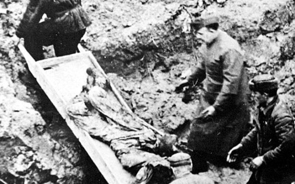 Zwłoki zamordowanych oficerów polskich ekshumowane wiosną 1943 roku w Katyniu (fot. muzeum katyńskie