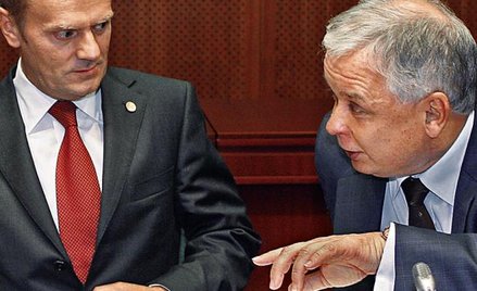 Lech Kaczyński z Donaldem Tuskiem