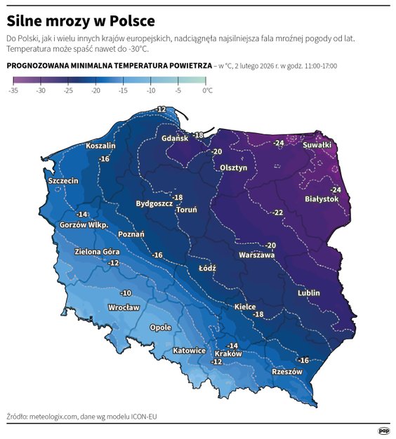 Silne mrozy w Polsce