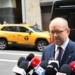 Szef Biura Polityki Międzynarodowej w KPRP Marcin Przydacz podczas wypowiedzi dla mediów w Nowym Jor