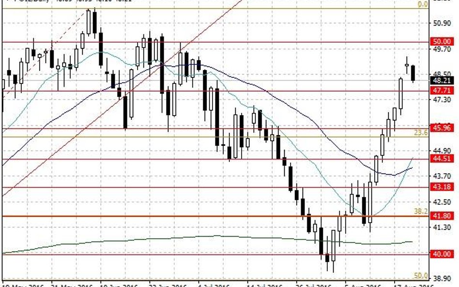 Notowania ropy naftowej WTI – dane dzienne.
