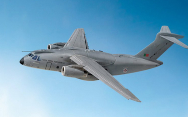 Wizja samolotu Embraer KC-390 w barwach lotnictwa Portugalii. Rys./Embraer.