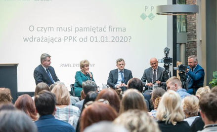 W panelu dyskusyjnym poświęconym wdrażaniu PPK uczestniczyli (od lewej): Robert Zapotoczny (PFR Port