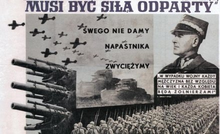 Polski plakat z cytatem z przemówienia marszałka Edwarda Rydza-Śmigłego