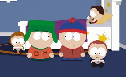 Kyle (z lewej) jest zdruzgotany: nie ma wspólnego języka z maluchami. South Park w posadach drży