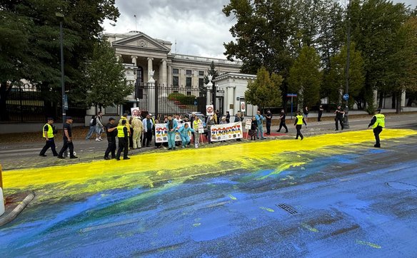 Panorama ulicy Belwederskiej po akcji protestacyjnej