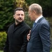 Prezydent Ukrainy Wołodymyr Zełenski  i premier RP Donald Tusk  podczas spotkania w obwodzie iwanofr